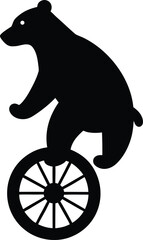 Obraz premium Bear on unicycle silhouette vector art illustration