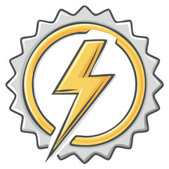 Cartoon energy bolt symbol with a circular border, illustration graphic concept