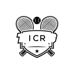 ICR Tennis Company logo. ICR Racket and Ball logo design for entrepreneur and business. ICR Athletic Branding best icon.
