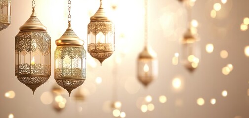 Golden Ramadan Lanterns: Festive Lights and Warm Glow
