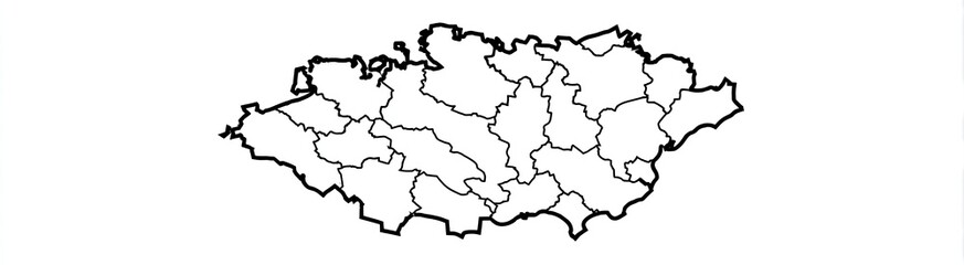 Fototapeta premium Black line map of a region, divided into subregions