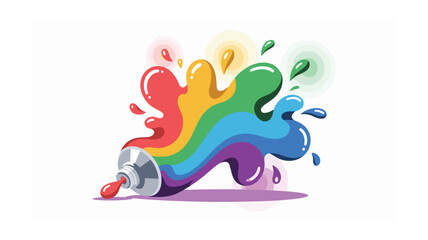 Colorful Rainbow Paint Tube Exploding with Creativity: A Vibrant Vector Illustration of Artistic Expression and Color Mixing, Ideal for Design Projects