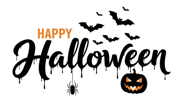 Happy Halloween: A festive and captivating Halloween-themed image, where the cheerful word Happy is paired with a wickedly designed Halloween.