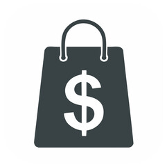 Shopping Bag with Dollar Sign Icon Representing Retail, E-commerce, and Sales