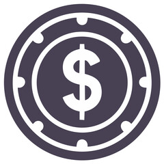 Obraz premium Vector icon of a casino chip with a dollar sign representing money and gambling