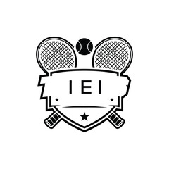 IEQ Tennis Company logo. IEQ Racket and Ball logo design for entrepreneur and business. IEQ Athletic Branding best icon.
