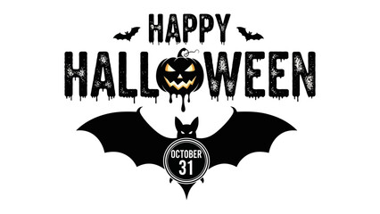 Spooktacular Halloween Design: A chilling Halloween design featuring a jack-o'-lantern, bats, and the date October 31st, perfect for evoking the spooky and festive spirit of the holiday.