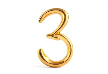 golden font number 3 in the white background.