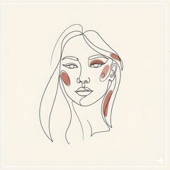 Abstract Female Portrait &ndash; Modern Continuous Line Art