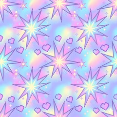 Starburst Background Pattern &ndash; Pastel Y2K Vector Seamless Design