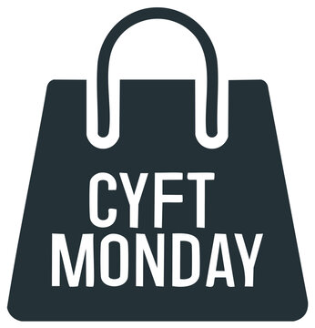 CYFT Monday Text on Shopping Bag Icon for Ecommerce Sales and Discounts