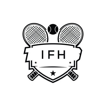 IFH Tennis Company logo. IFH Racket and Ball logo design for entrepreneur and business. IFH Athletic Branding best icon.
