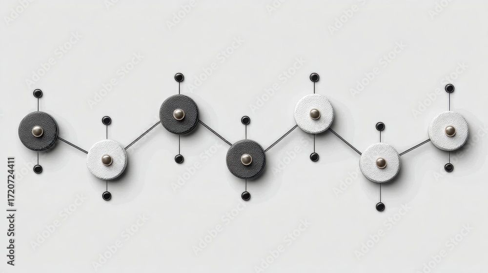 Poster unique wall clock with various shapes representing the segmented timeline of blockchain development 