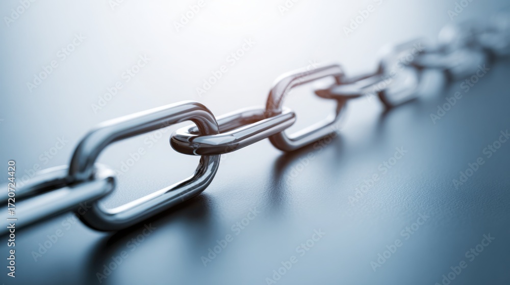 Poster close-up view of a strong chain symbolizing the concept of expansion roadmap in blockchain business 