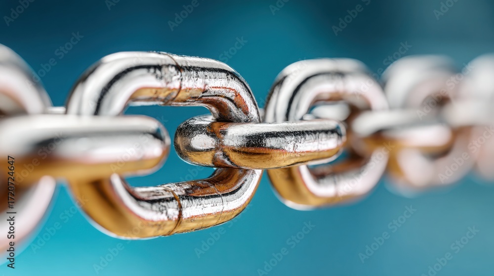 Poster solid chain representing the future timeline of blockchain technology along a roadmap with arrow seg
