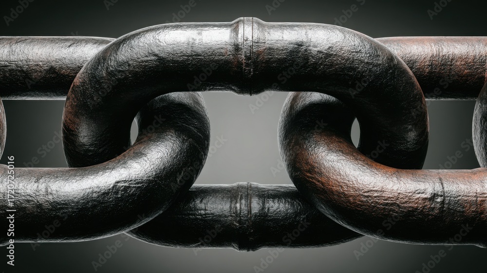 Poster detailed image of a chain with a single link representing pathways and progress in blockchain rollou