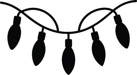Christmas lights silhouette vector art illustration