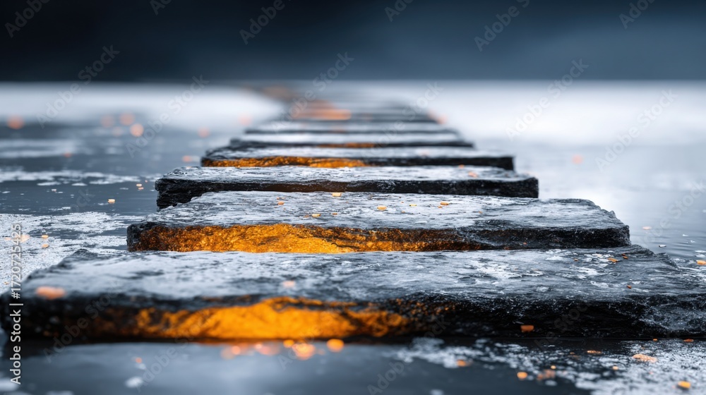 Poster fire in the water representing business achievement path icon concept signifying roadmap with unique