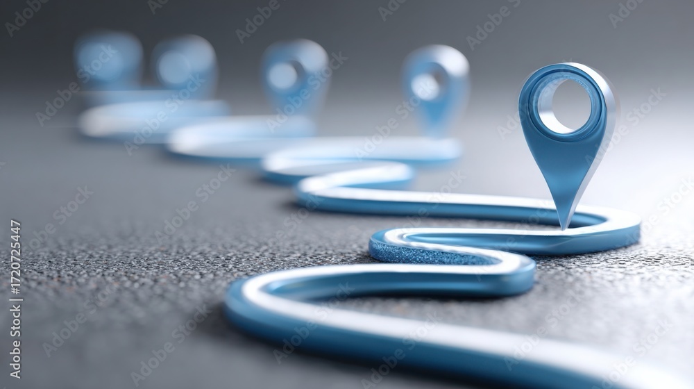 Poster map pin on table representing business development roadmap icon concept highlighting direction and p