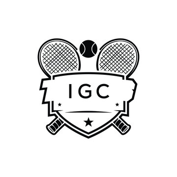 IGC Tennis Company logo. IGC Racket and Ball logo design for entrepreneur and business. IGC Athletic Branding best icon.
