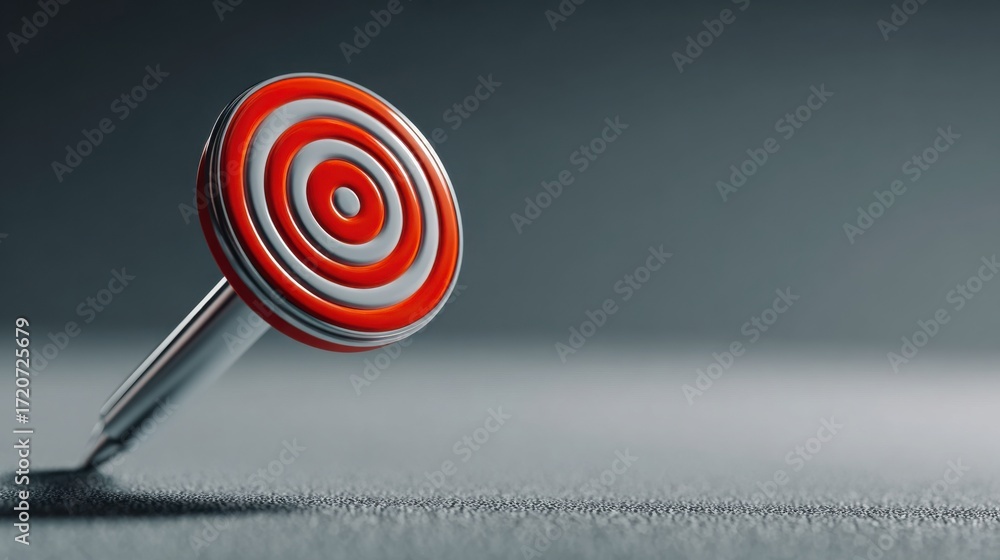 Poster striking red positioned on a subtle gray background signifying business goals and focused objectives