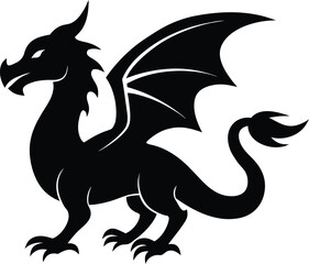 Dragon silhouette vector art illustration