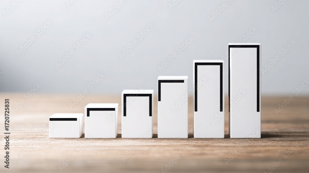 Poster business milestone bar chart icon concept representing key performance indicators and growth over ti