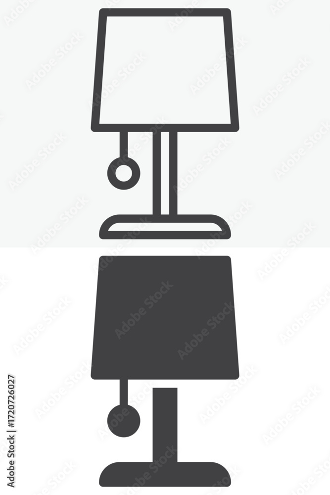 Poster table lamp vector icon set in line and solid style