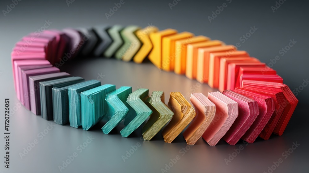 Poster rainbow colored arrow symbolizing growth and progress in a business project roadmap icon concept wit