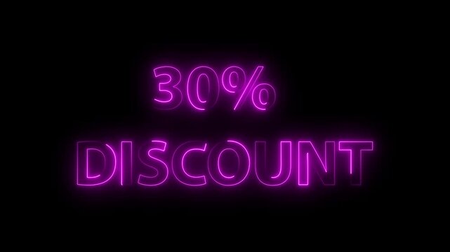 Text Discount 30  viole leon animation on Black Background"