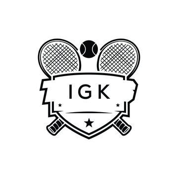 IGK Tennis Company logo. IGK Racket and Ball logo design for entrepreneur and business. IGK Athletic Branding best icon.

