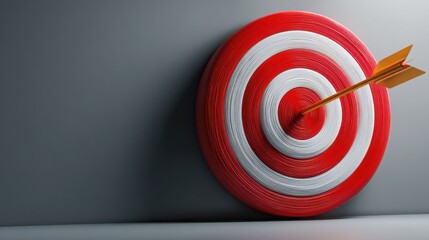 Eye-catching red and white featuring an arrow in the center representing goals and focus in achieving success