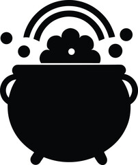 Pot of Gold Silhouette Vector Art Illustration