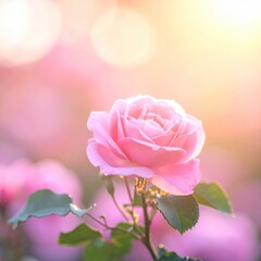 Fototapeta premium Pink rose in soft sunlight