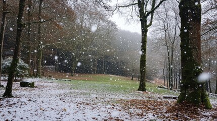 Snowy Winter Scene in a Forest