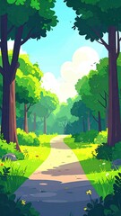 Obraz premium Sunny path through a lush forest