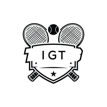 IGT Tennis Company logo. IGT Racket and Ball logo design for entrepreneur and business. IGT Athletic Branding best icon.
