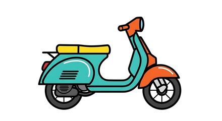 Vibrant vintage scooter in turquoise and orange, perfect for urban travel and retro style inspiration