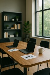Fototapeta premium Modern Office Workspace – Minimalist Conference Room vertical 