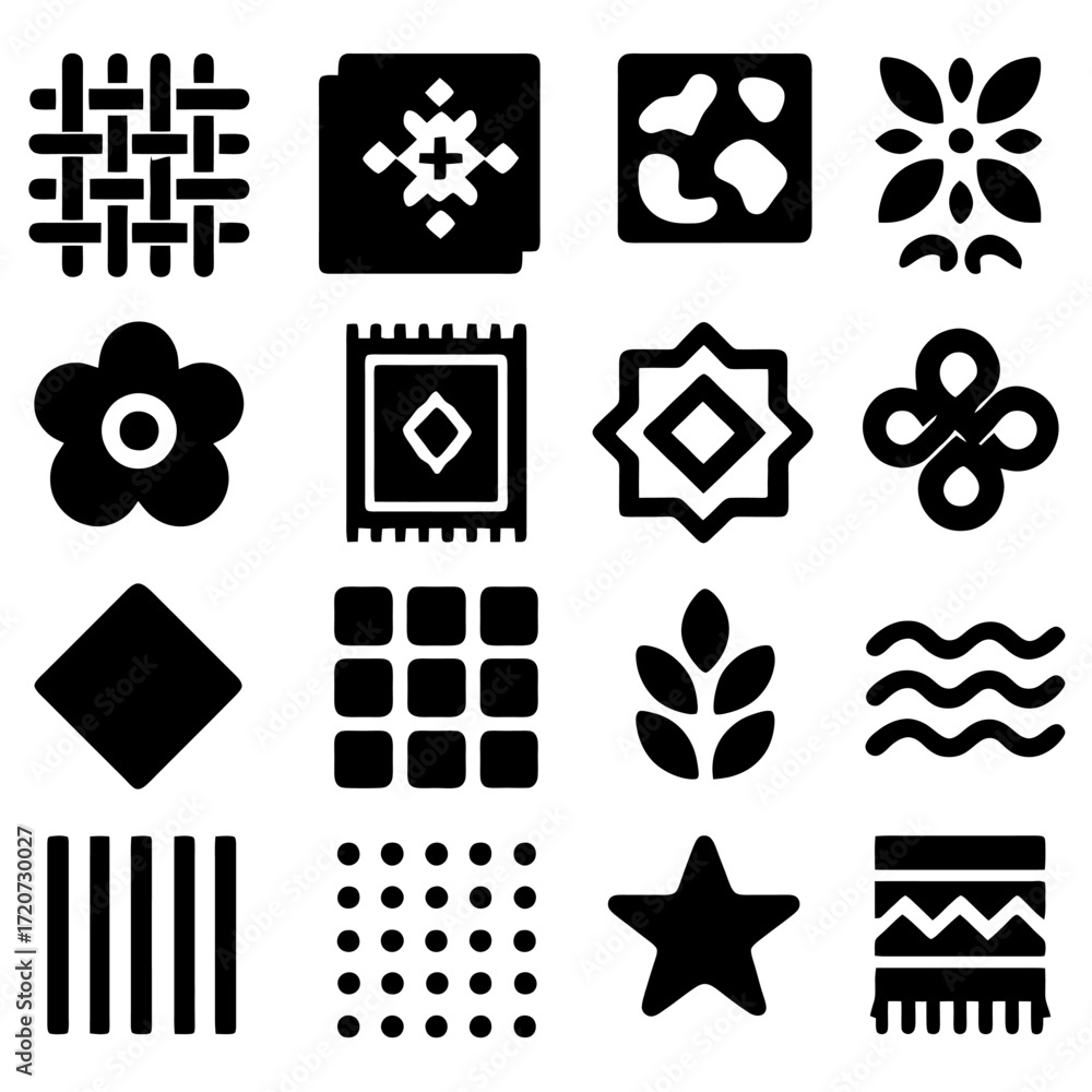 Poster decorative pattern set : a meticulously designed collection of diverse decorative patterns and geome