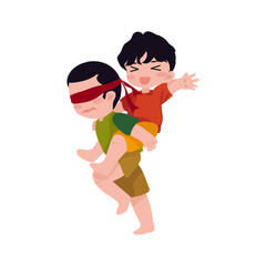 Illustration of Children Playing Blind Man's Bluff