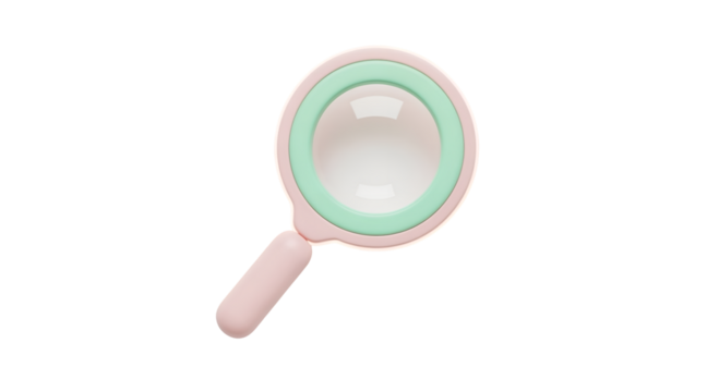 Pink Magnifying Glass Toy with Green Ring on Transparent Background