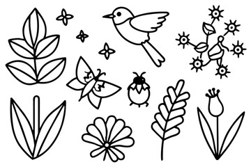 nature vector set with birds