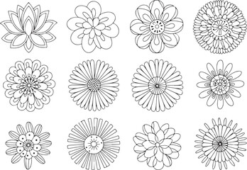 Obraz premium Minimal Flower Outline Collection – Hand Drawn Floral Line Art for Coloring and Design