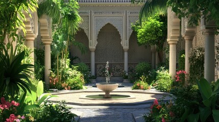 Serene Oasis: A Luxurious Moorish Courtyard Garden