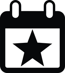 Event Calendar Star Icon Silhouette Vector Art Illustration