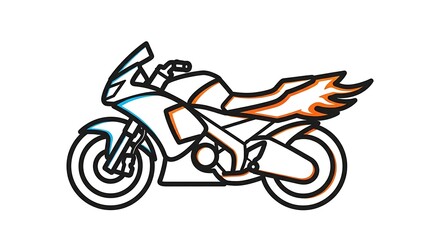 Fototapeta premium Dynamic motorcycle with fiery wing accents symbolizing speed, power, and freedom for adventure and racing themes