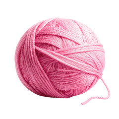 Ball of pink wool yarn isolated on white background.
