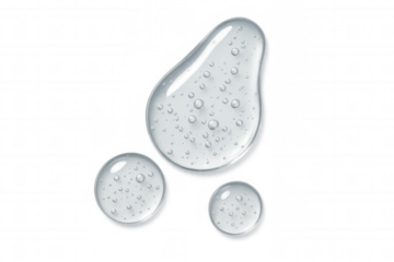 Transparent gel drop and air bubbles creating a hydrating cosmetic serum or liquid for moisturizing skin care