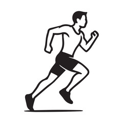 Silhouette of a running man vector illustration, a black athlete in action